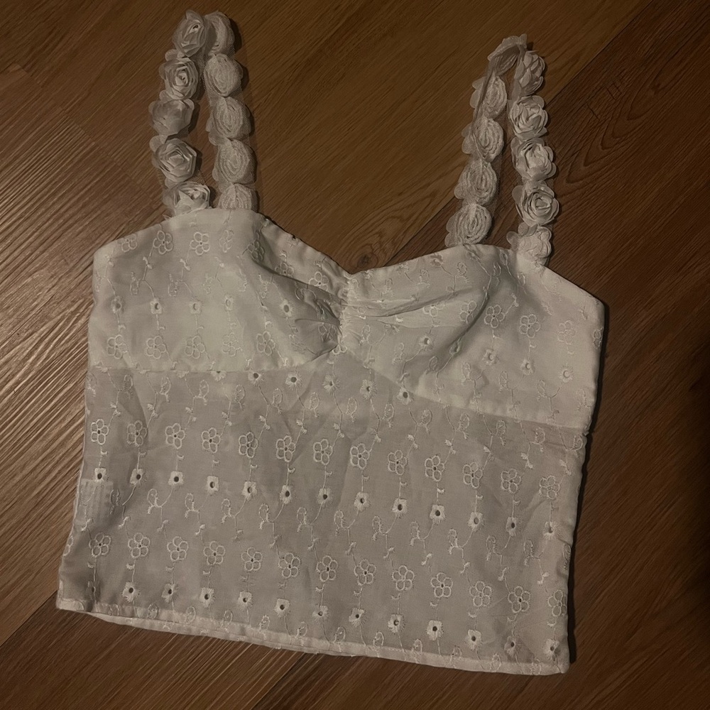 Princess Polly White Floral Crop Top